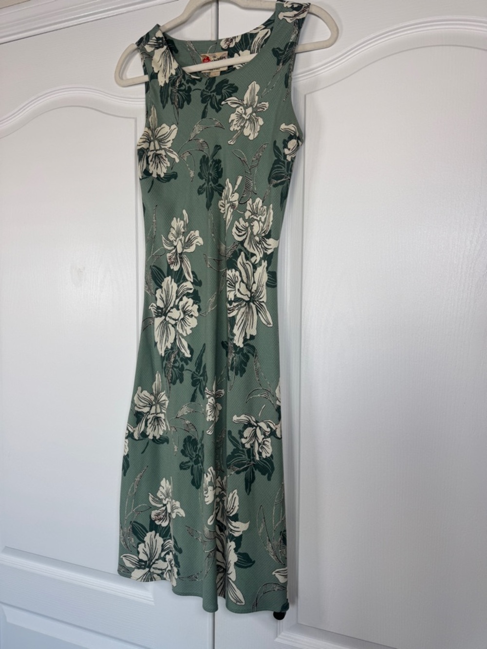 Vintage Hilo Hattie Hawaiian Floral Midi Dress Sage Green Small - Picture 2 of 8